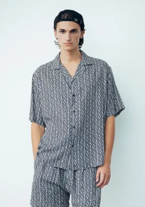 Camicia Manica Corta Stampata Monogram - Gaëlle Paris