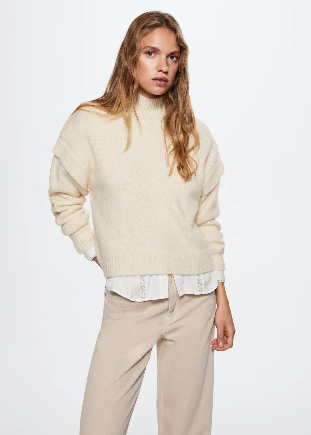 Pullover collo alto dettaglio spalle